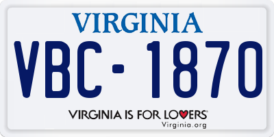 VA license plate VBC1870