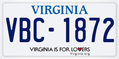 VA license plate VBC1872