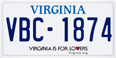 VA license plate VBC1874