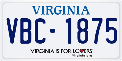 VA license plate VBC1875
