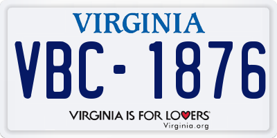VA license plate VBC1876