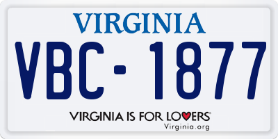 VA license plate VBC1877