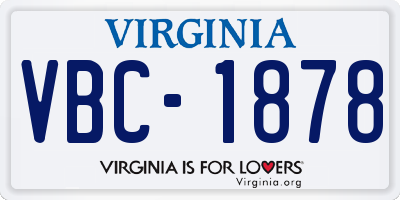VA license plate VBC1878
