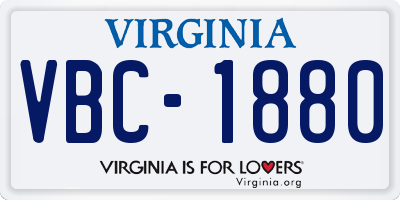 VA license plate VBC1880