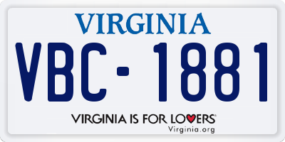 VA license plate VBC1881