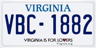 VA license plate VBC1882