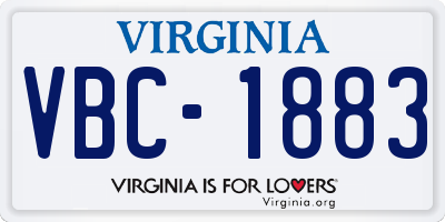 VA license plate VBC1883