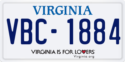 VA license plate VBC1884