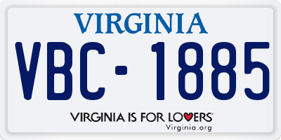 VA license plate VBC1885