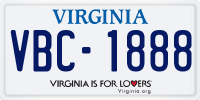 VA license plate VBC1888