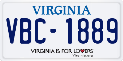 VA license plate VBC1889