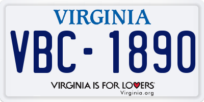 VA license plate VBC1890