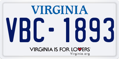 VA license plate VBC1893