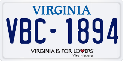 VA license plate VBC1894