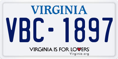 VA license plate VBC1897