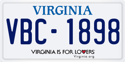 VA license plate VBC1898