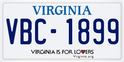 VA license plate VBC1899