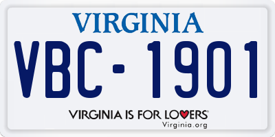 VA license plate VBC1901