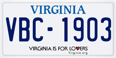 VA license plate VBC1903