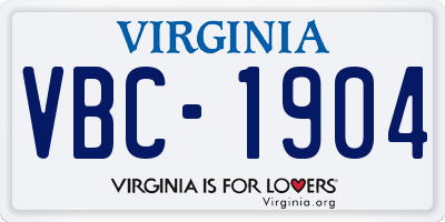 VA license plate VBC1904
