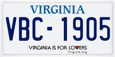 VA license plate VBC1905