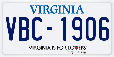 VA license plate VBC1906