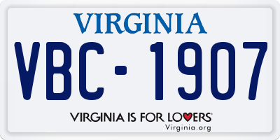 VA license plate VBC1907