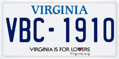 VA license plate VBC1910