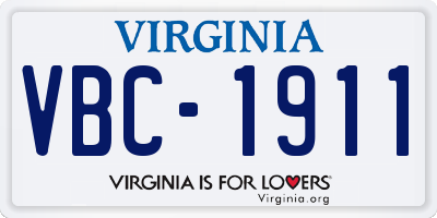 VA license plate VBC1911