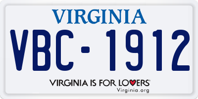 VA license plate VBC1912