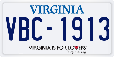 VA license plate VBC1913