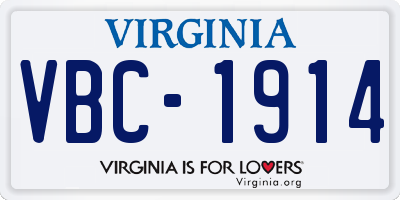 VA license plate VBC1914
