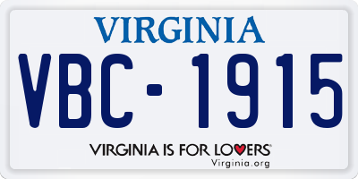 VA license plate VBC1915