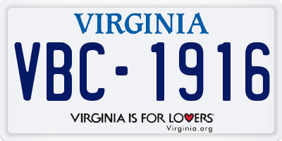 VA license plate VBC1916
