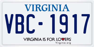 VA license plate VBC1917