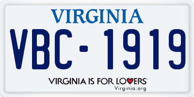 VA license plate VBC1919