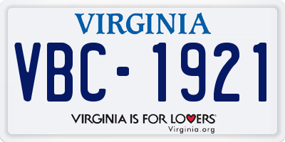 VA license plate VBC1921
