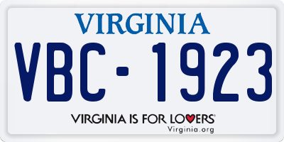 VA license plate VBC1923