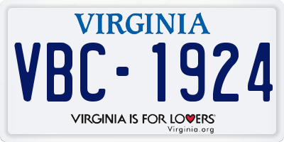 VA license plate VBC1924