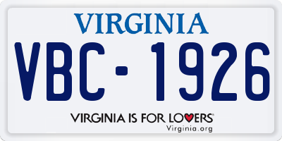 VA license plate VBC1926