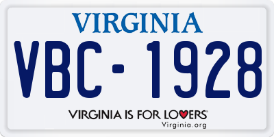 VA license plate VBC1928