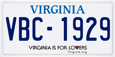 VA license plate VBC1929