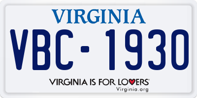 VA license plate VBC1930