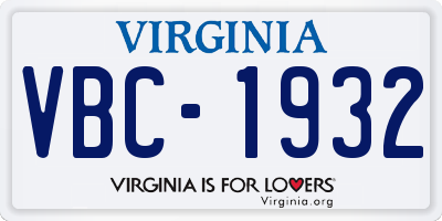 VA license plate VBC1932