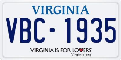 VA license plate VBC1935