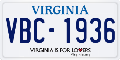 VA license plate VBC1936