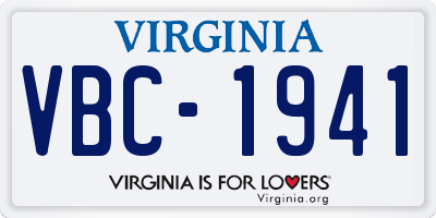 VA license plate VBC1941