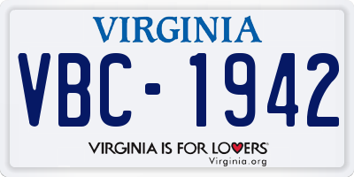 VA license plate VBC1942
