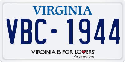 VA license plate VBC1944