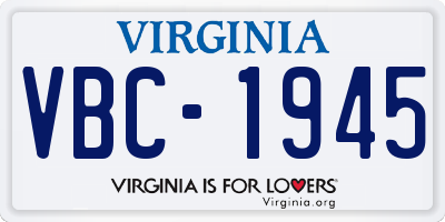VA license plate VBC1945